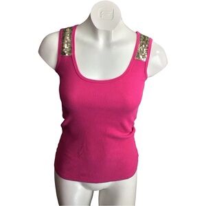 Wet Seal Pink Tank Top with Gold Sequin Straps